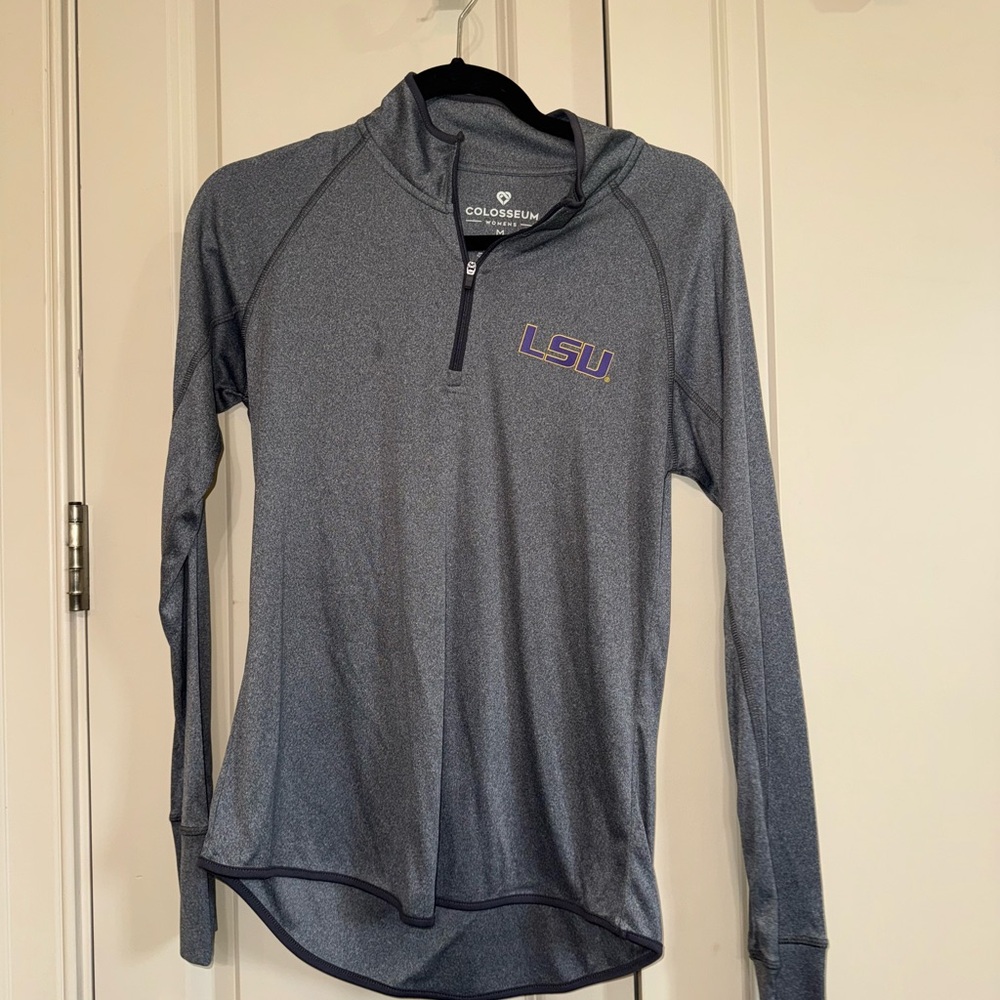 Colosseum Gray LSU Quarter-Zip Pullover